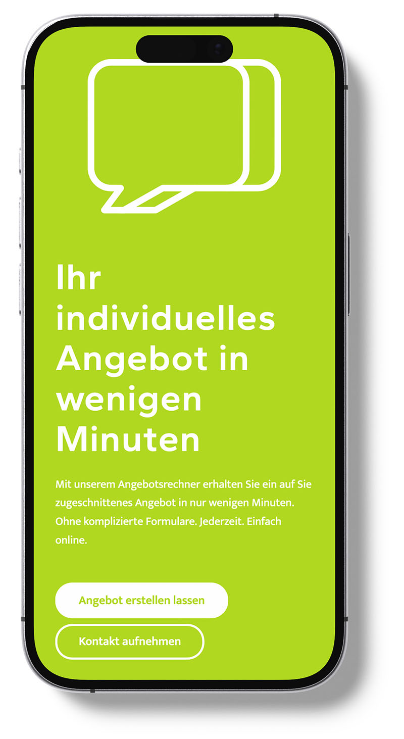 Ein Smartphone flach liegend, auf dessen Display die grüne Kontakt-Sektion der SchmittPV-Website zu sehen ist