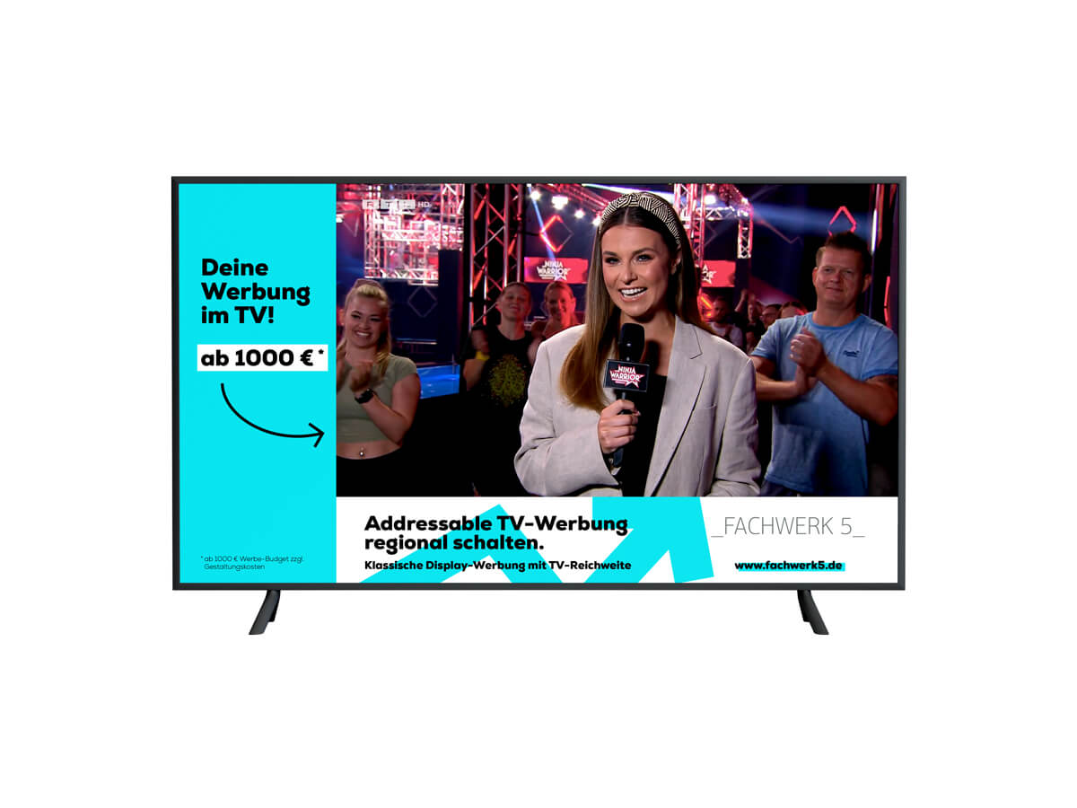 Bild eines TVs mit eingeblendeter Addressable TV Werbung